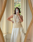 Vintage 60s Sequin Knit Tank Creme