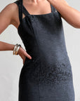 Vintage 90s Jacquard Noir Double Strap Maxi Dress