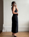 Vintage 90s Jacquard Noir Double Strap Maxi Dress