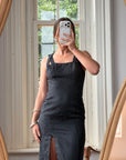 Vintage 90s Jacquard Noir Double Strap Maxi Dress