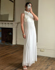 Vintage 90s Satin Cheongsam Sleeveless Bridal Dress