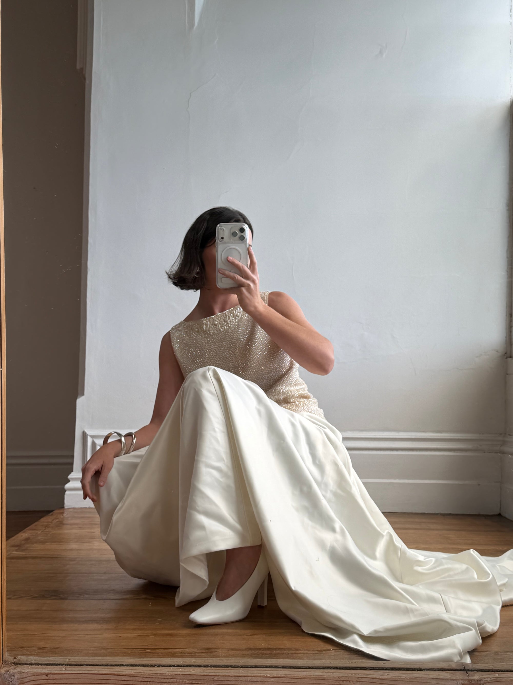 Vintage 90s Satin Princess Bridal Skirt