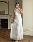 Vintage 90s Satin Cheongsam Sleeveless Bridal Dress