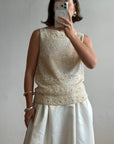Vintage 60s Sequin Knit Tank Creme