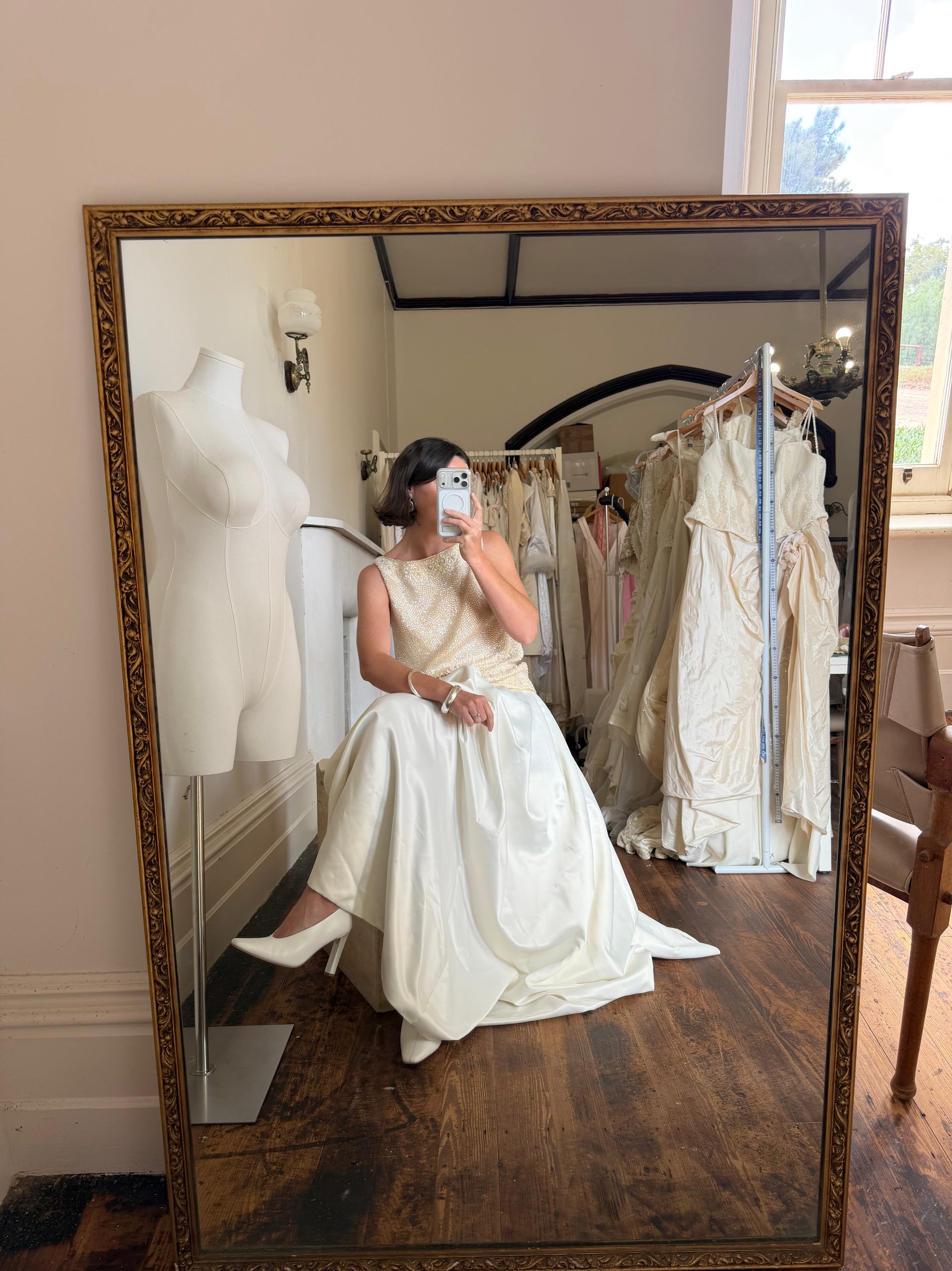 Vintage 90s Satin Princess Bridal Skirt