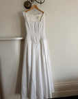 Vintage 90s Boned Jacquard Basque Waist Wedding Dress White