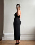 Vintage 90s Gothic Cross Velvet Halter Maxi Dress