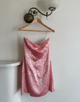 Vintage 90s Vine Jacquard Pink Strapless Mini Pink