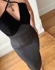 Vintage 90s Gothic Cross Velvet Halter Maxi Dress