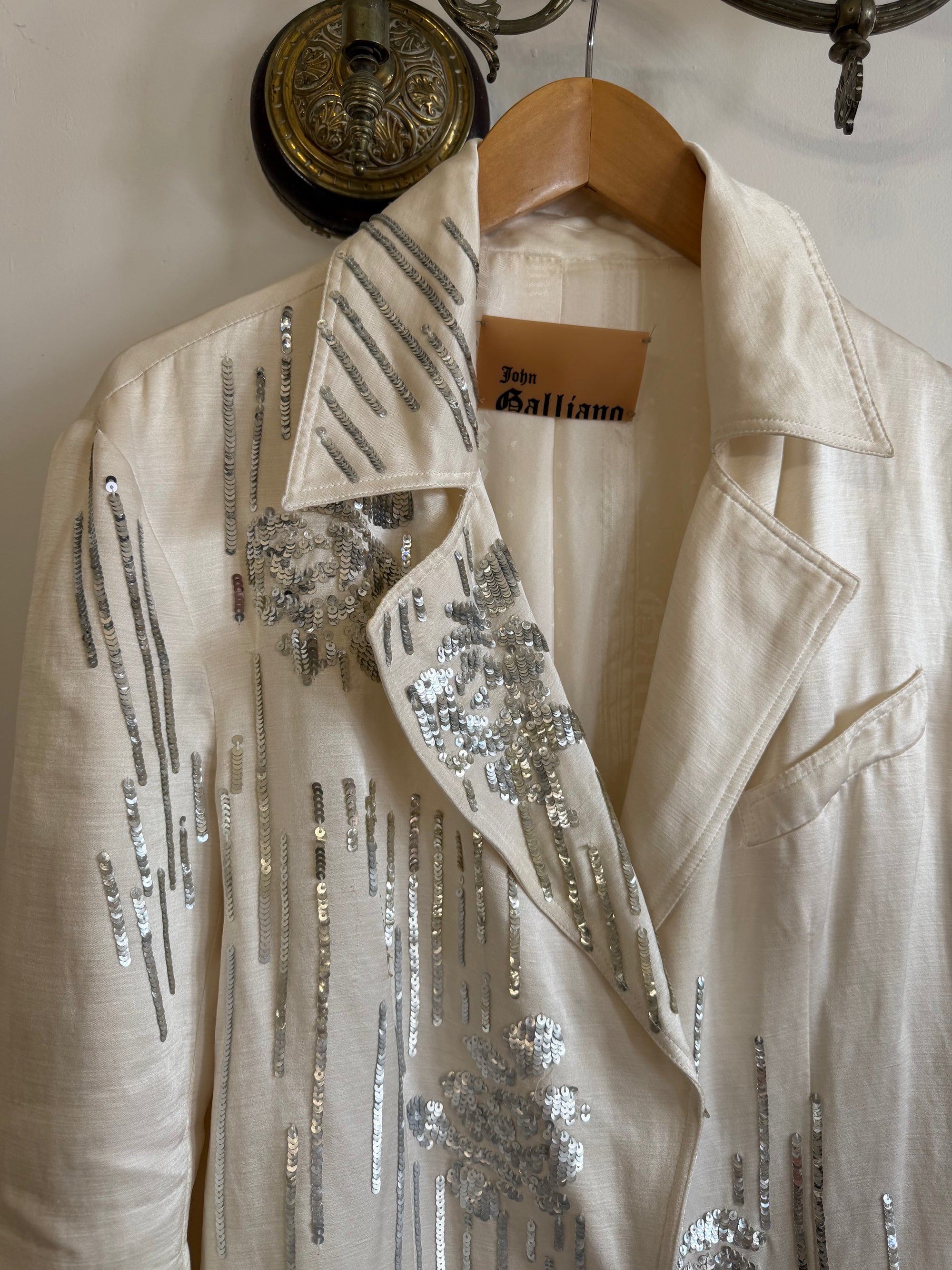 Vintage 2007 John Galliano Metallic Rose Silk Linen Blazer Dress