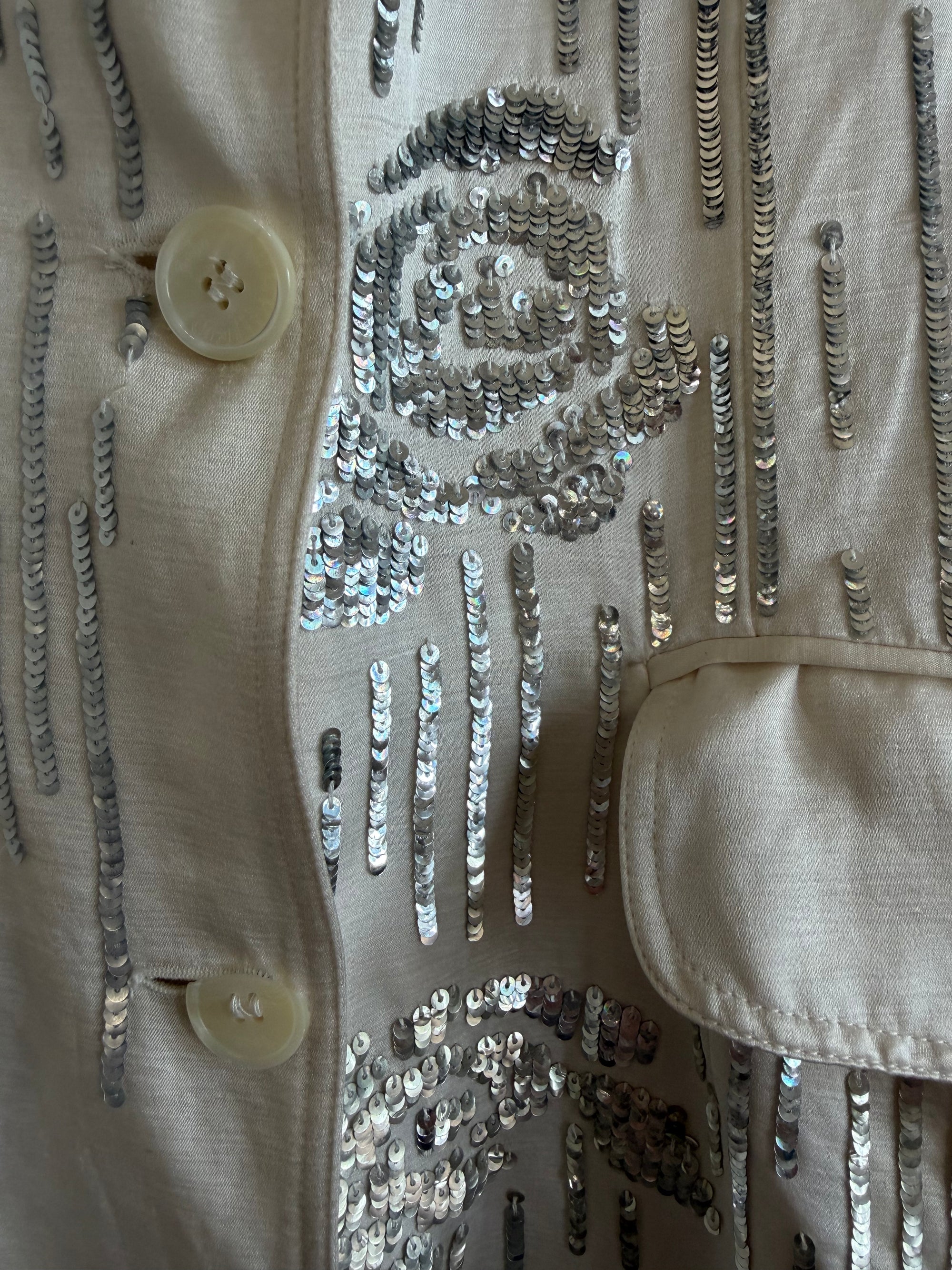 Vintage 2007 John Galliano Metallic Rose Silk Linen Blazer Dress