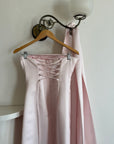 Vintage 90s Satin Lace Up Prom Dress Baby Pink