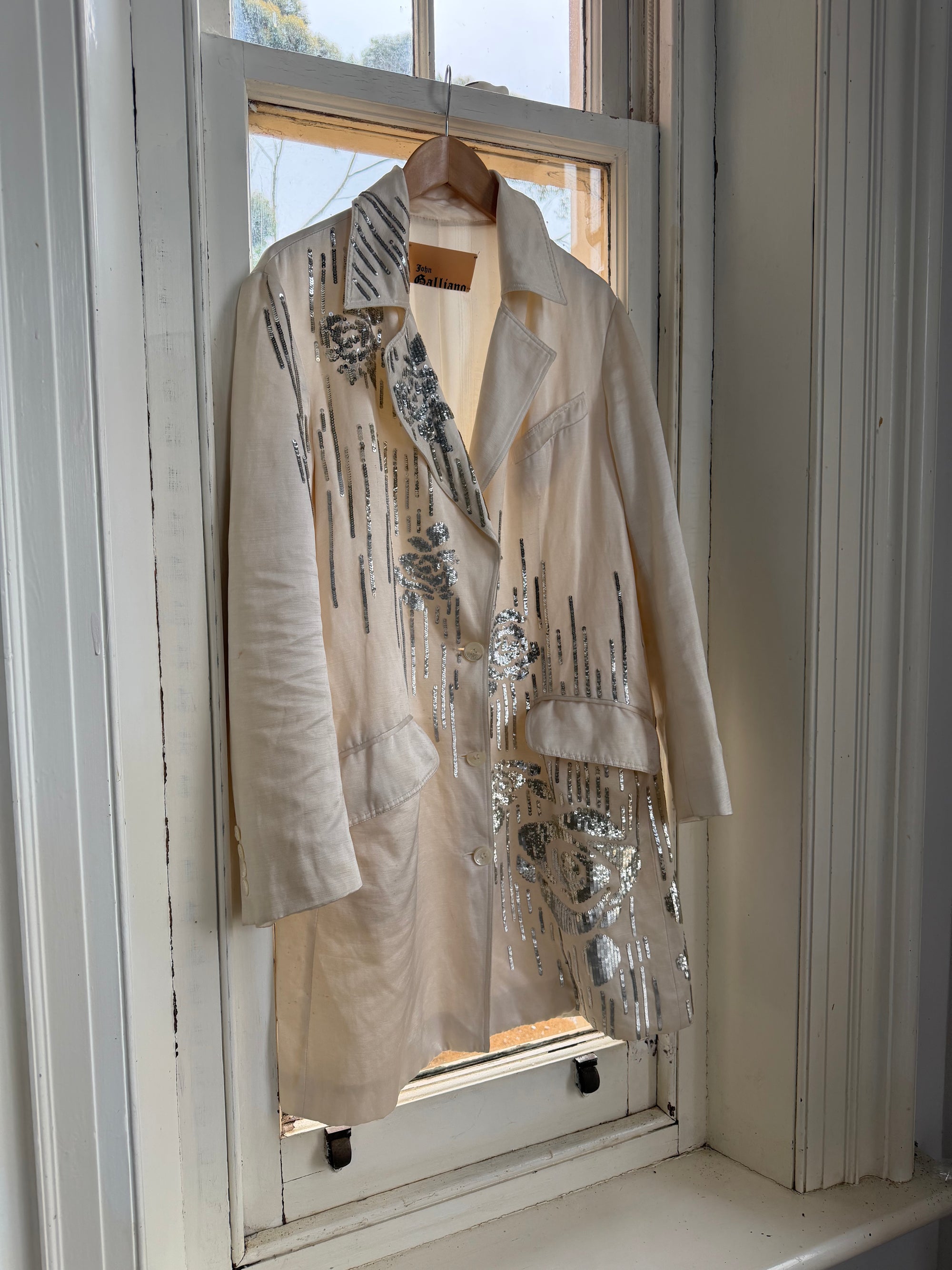 Vintage 2007 John Galliano Metallic Rose Silk Linen Blazer Dress
