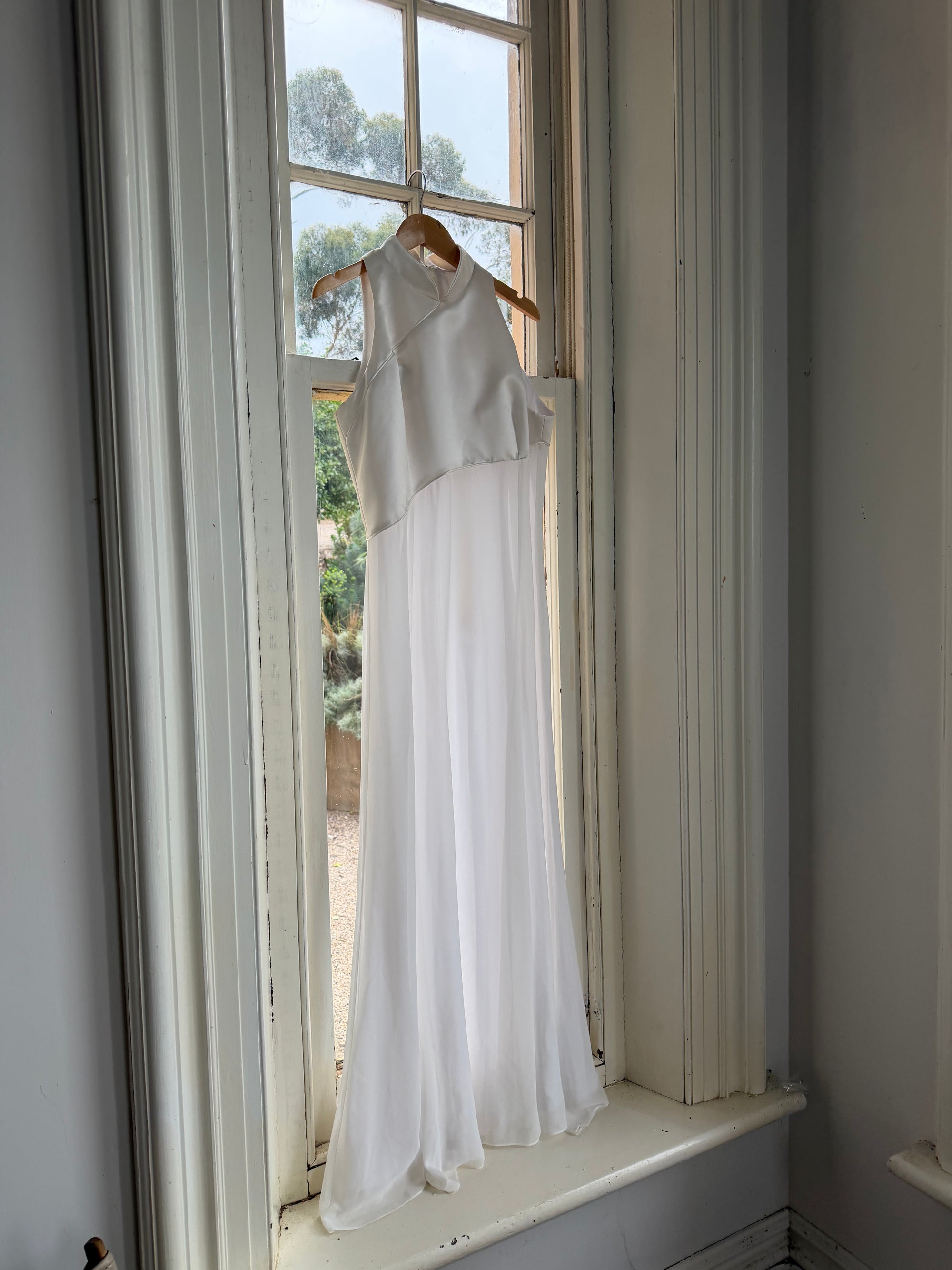 Vintage 90s Satin Cheongsam Sleeveless Bridal Dress