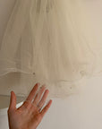 Vintage Blusher Tulle Hair Piece With Gold Pearl Beads