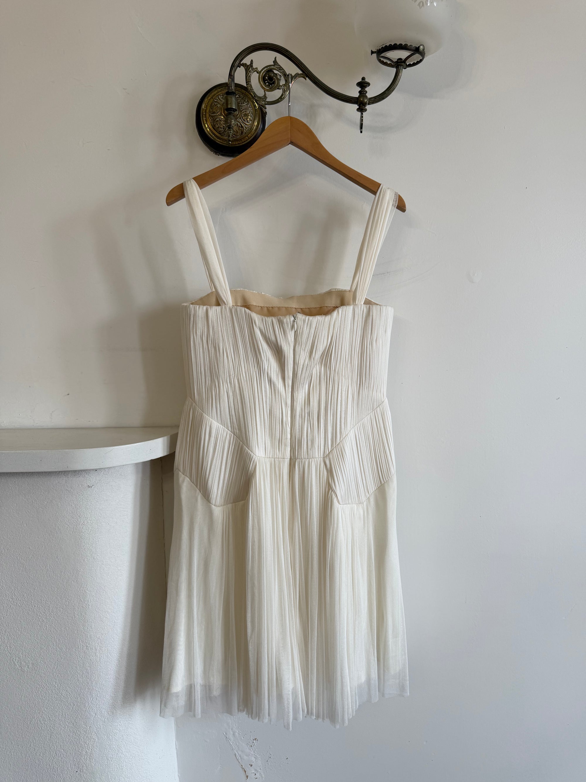 Vintage 90s Lisa Ho Deadstock Silk Gathered Mini Dress Ivory