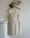 Vintage 90s Lisa Ho Deadstock Silk Gathered Mini Dress Ivory