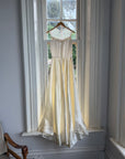 Vintage 40s Liquid Satin Sleeveless Floral Wedding Dress