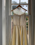 Vintage 40s Liquid Satin Sleeveless Floral Wedding Dress