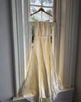 Vintage 40s Liquid Satin Sleeveless Floral Wedding Dress