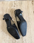 Vintage 90s Prada Black Nylon Leather Slingback Heels