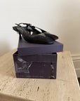 Vintage 90s Prada Black Nylon Leather Slingback Heels
