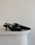 Vintage 90s Prada Black Nylon Leather Slingback Heels