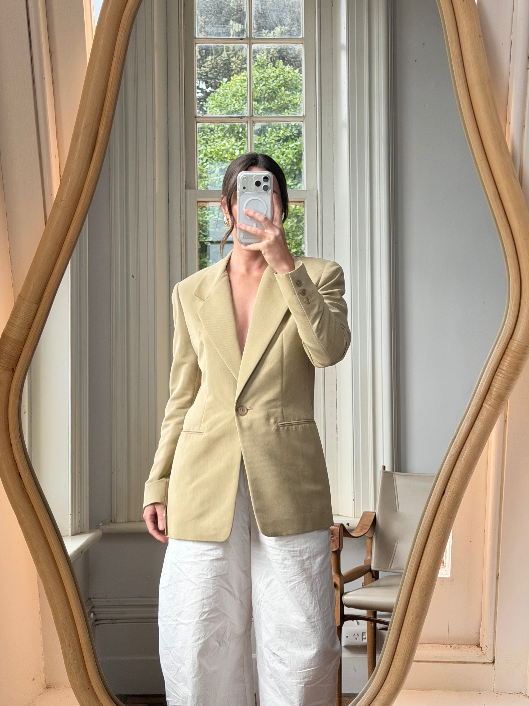 Vintage 90s Tailored Camel Longline Blazer