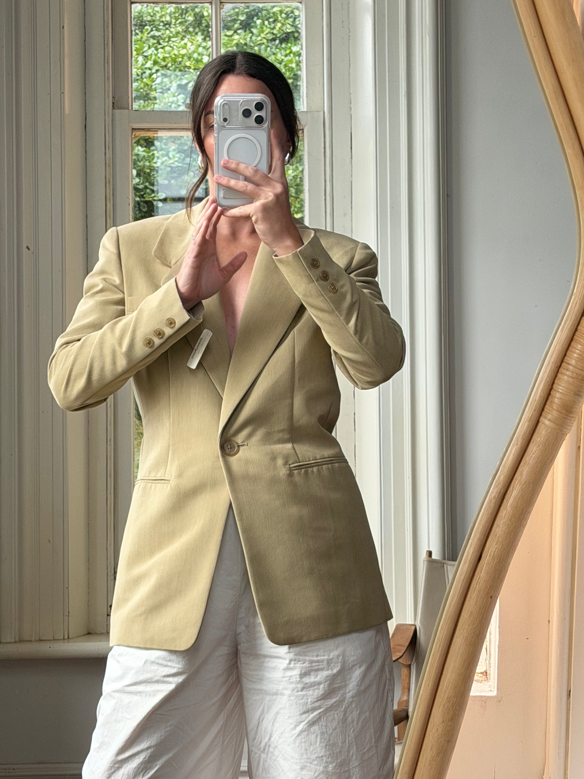 Vintage 90s Tailored Camel Longline Blazer