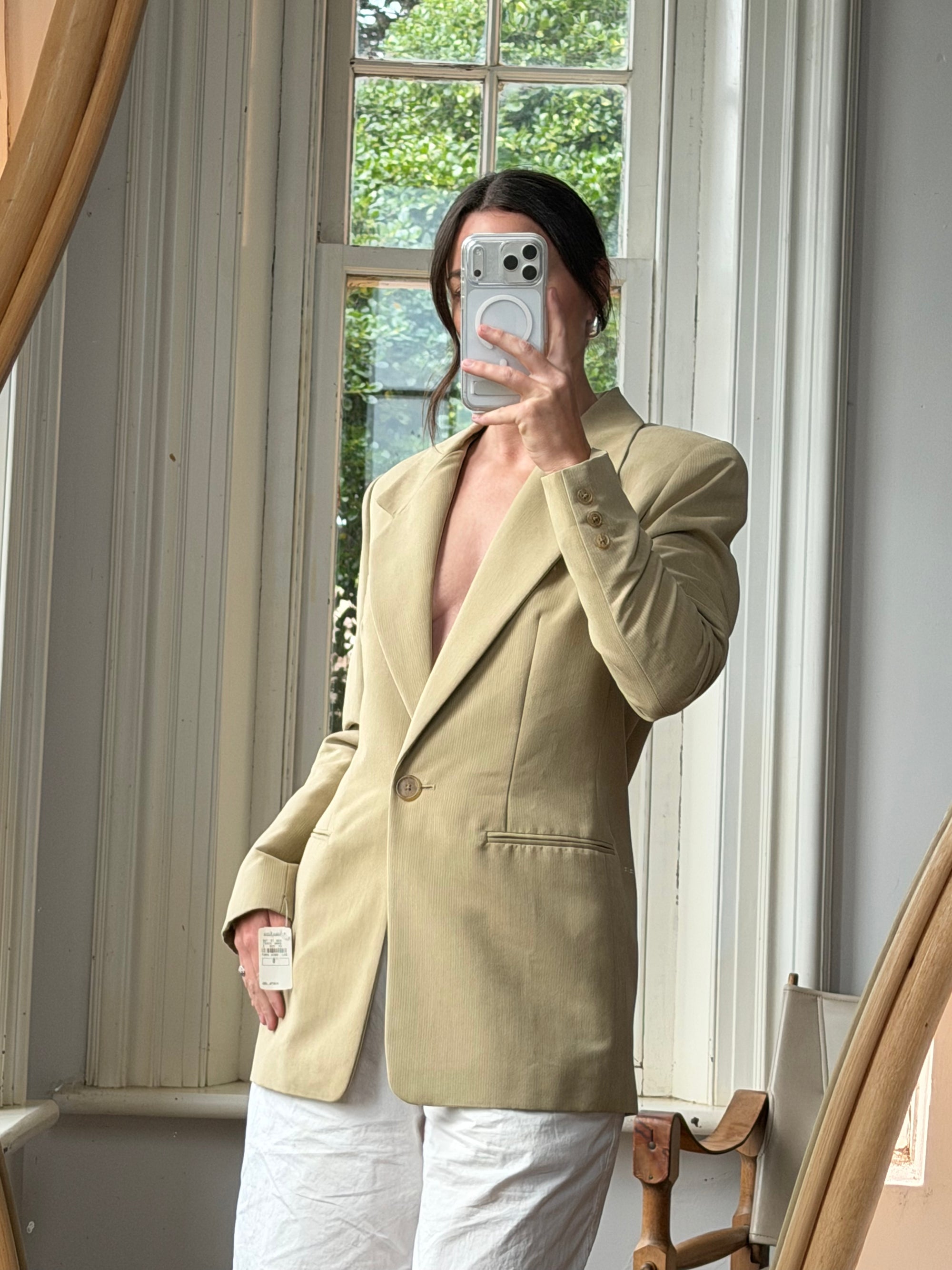 Vintage 90s Tailored Camel Longline Blazer