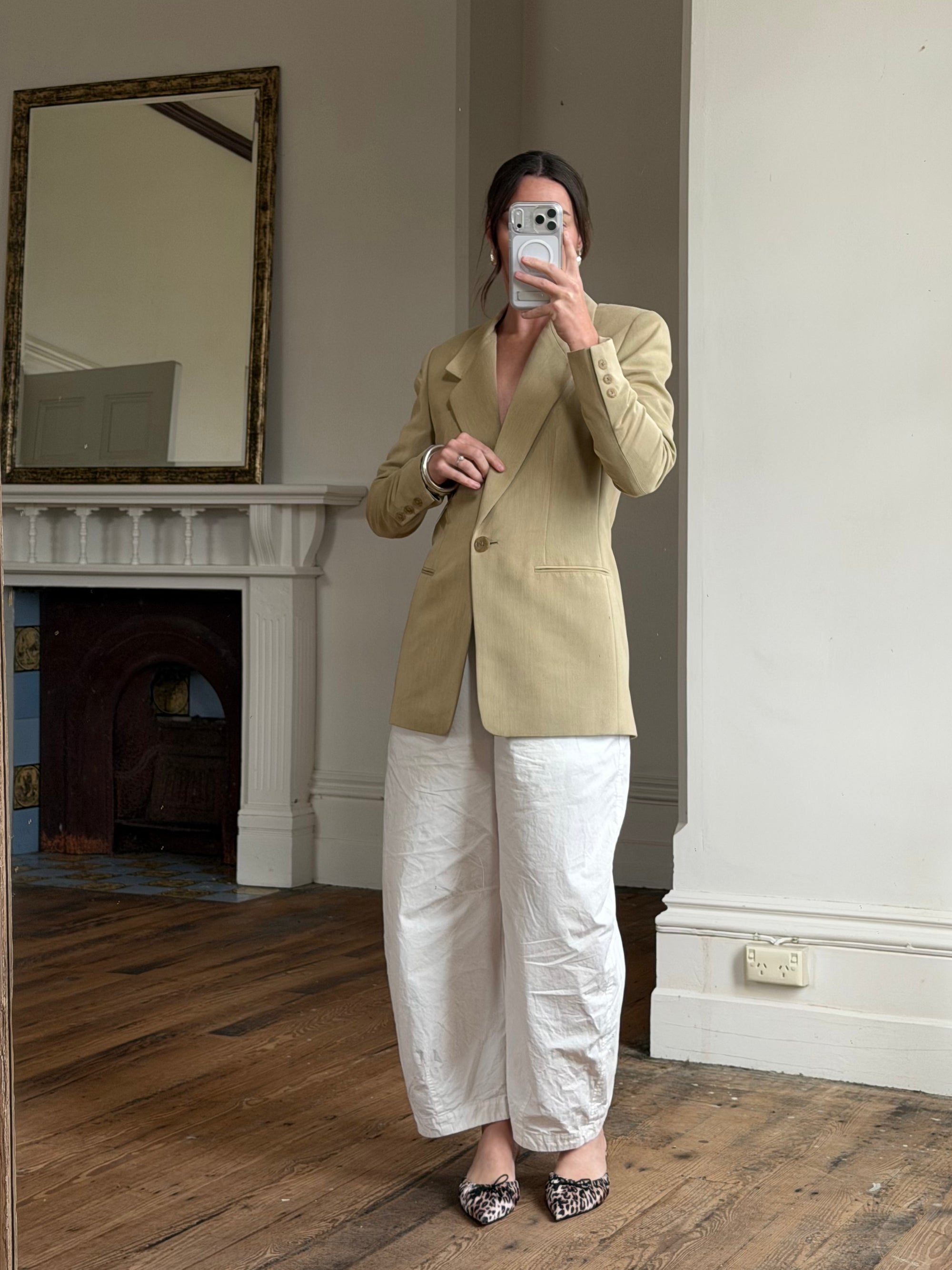 Vintage 90s Tailored Camel Longline Blazer