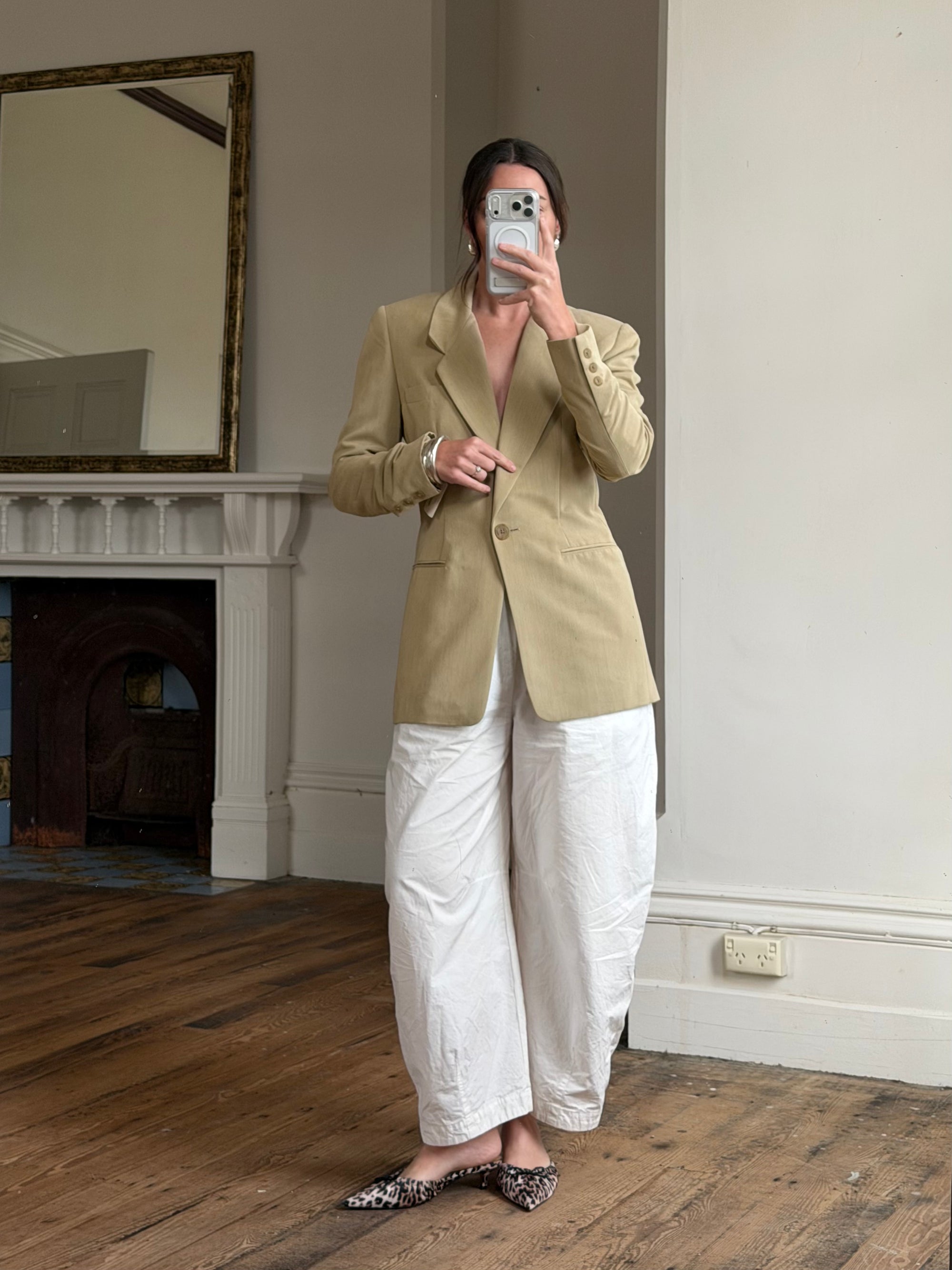 Vintage 90s Tailored Camel Longline Blazer