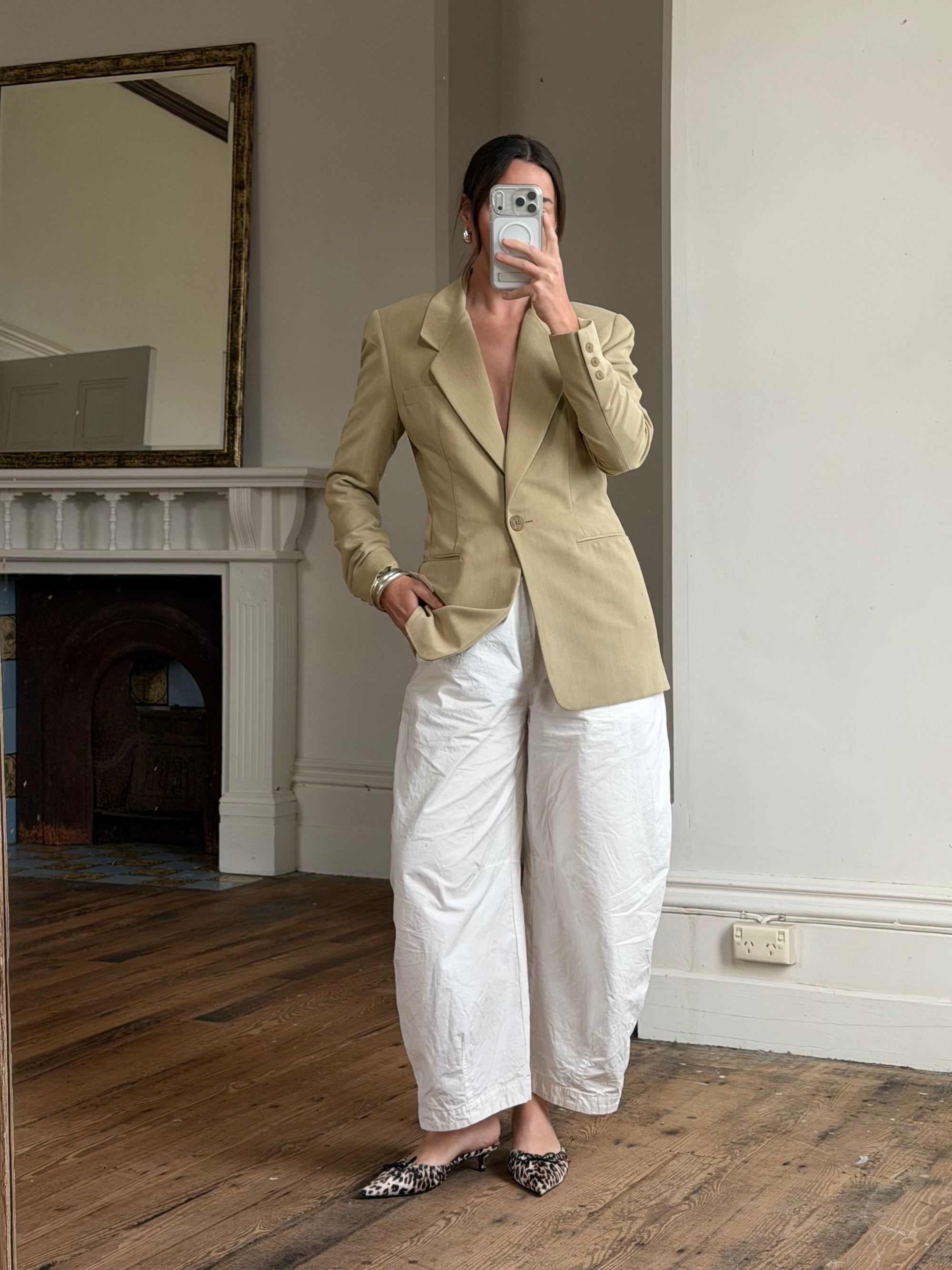 Vintage 90s Tailored Camel Longline Blazer