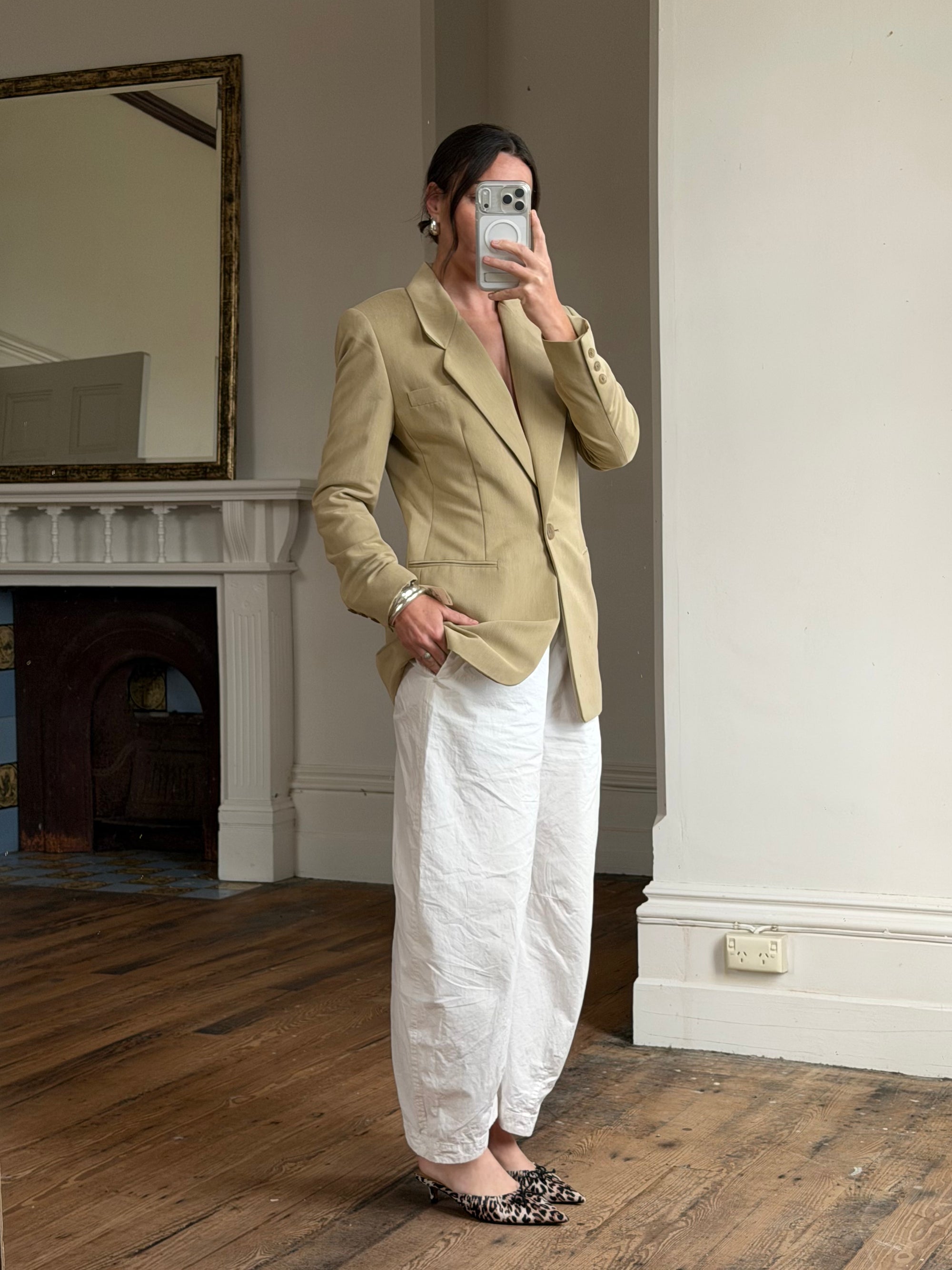 Vintage 90s Tailored Camel Longline Blazer