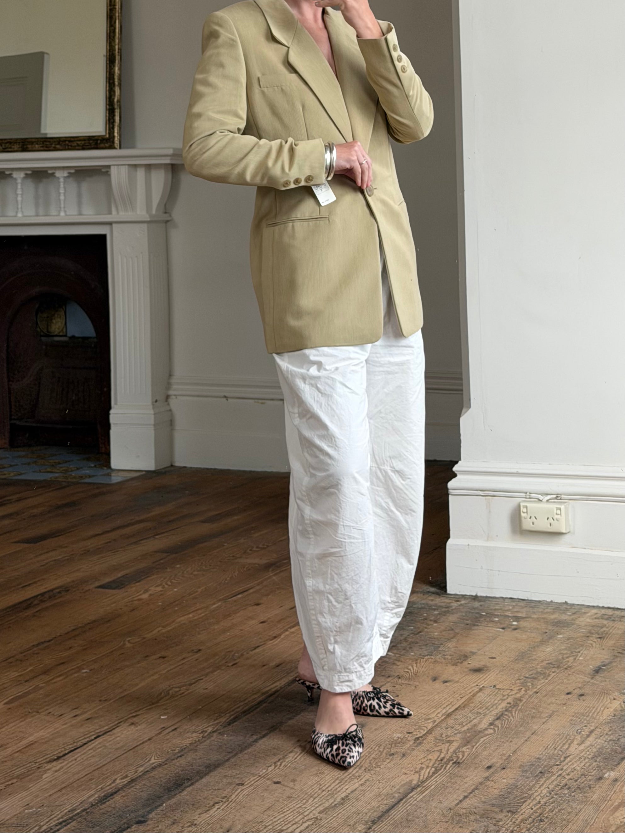 Vintage 90s Tailored Camel Longline Blazer