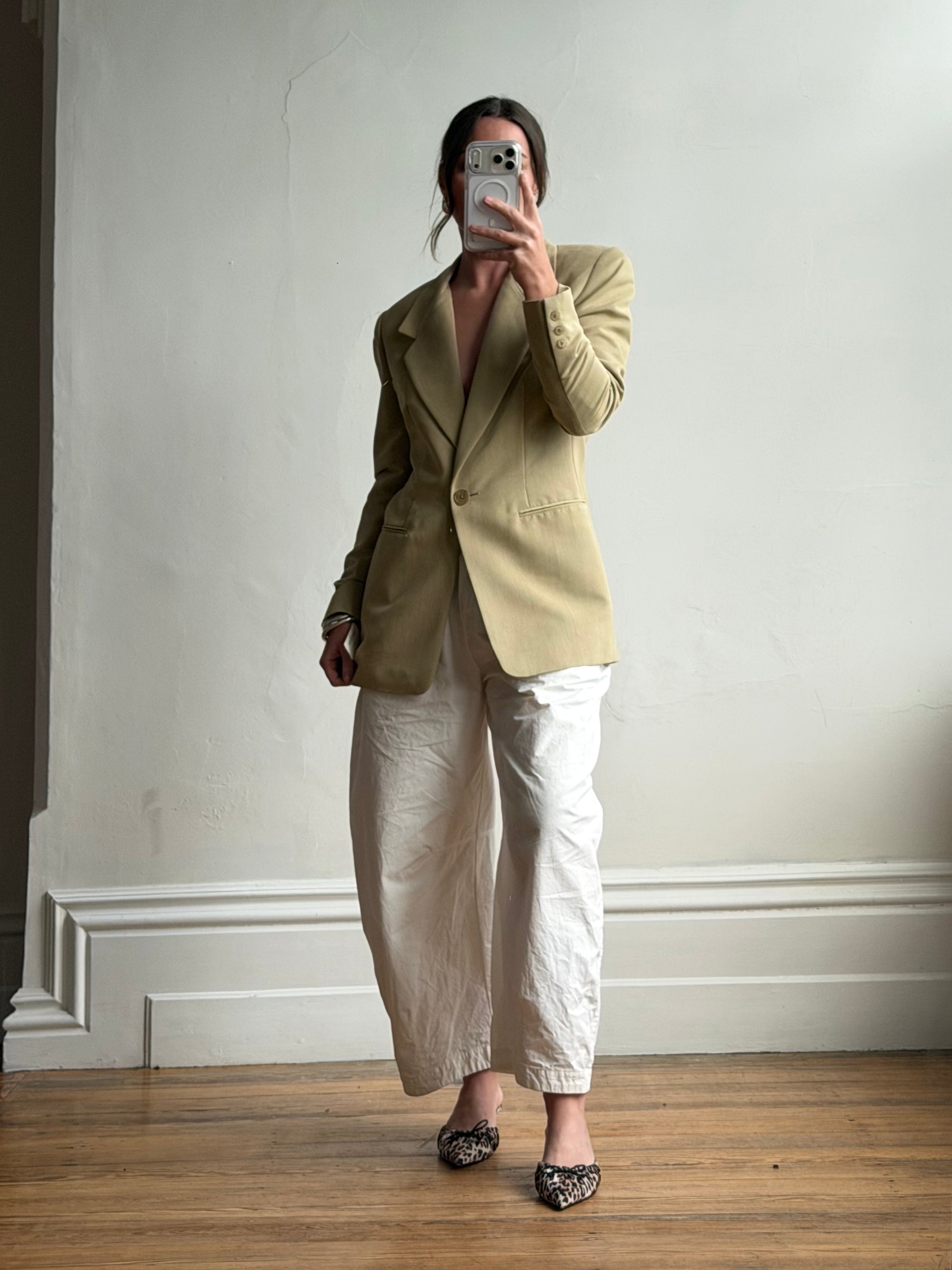 Vintage 90s Tailored Camel Longline Blazer