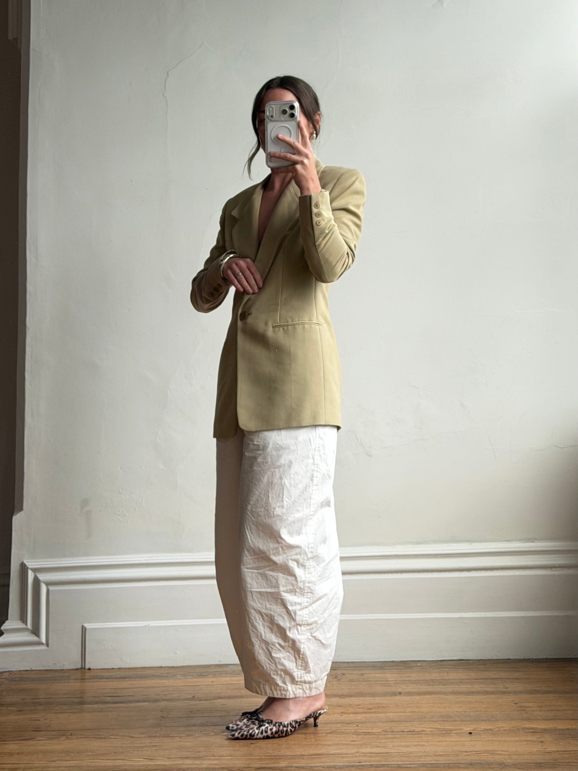 Vintage 90s Tailored Camel Longline Blazer