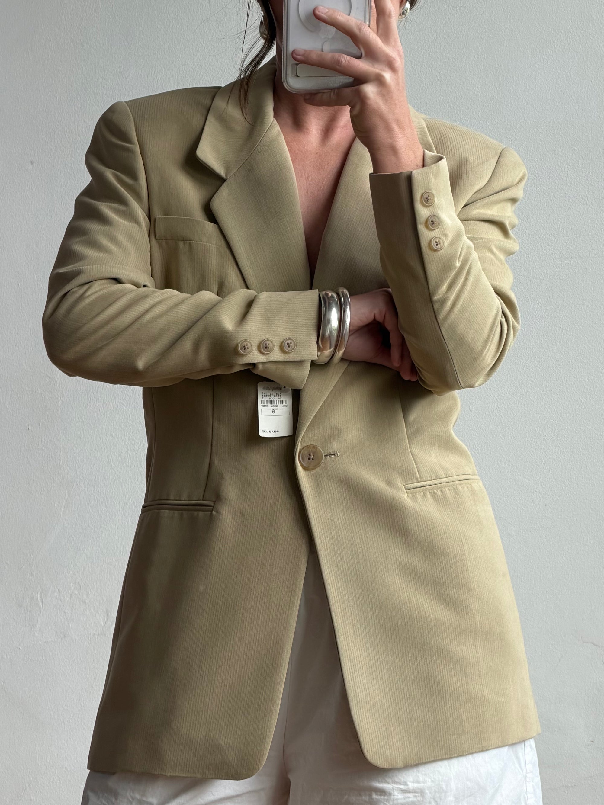 Vintage 90s Tailored Camel Longline Blazer