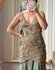 Vintage 90s Olive Lace Slip Dress