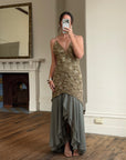 Vintage 90s Olive Lace Slip Dress