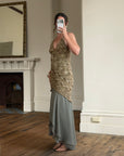 Vintage 90s Olive Lace Slip Dress