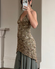 Vintage 90s Olive Lace Slip Dress
