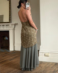 Vintage 90s Olive Lace Slip Dress