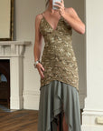 Vintage 90s Olive Lace Slip Dress