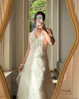 Vintage 90s Italian Silver Embellished Waterfall Tiered Bridal Set