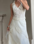 Vintage 90s Italian Silver Embellished Waterfall Tiered Bridal Set