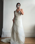 Vintage 90s Italian Silver Embellished Waterfall Tiered Bridal Set