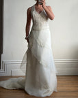 Vintage 90s Italian Silver Embellished Waterfall Tiered Bridal Set
