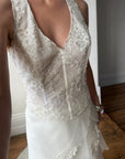 Vintage 90s Italian Silver Embellished Waterfall Tiered Bridal Set