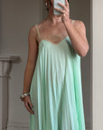Vintage 50s Pleated Mint Green Slip Dress